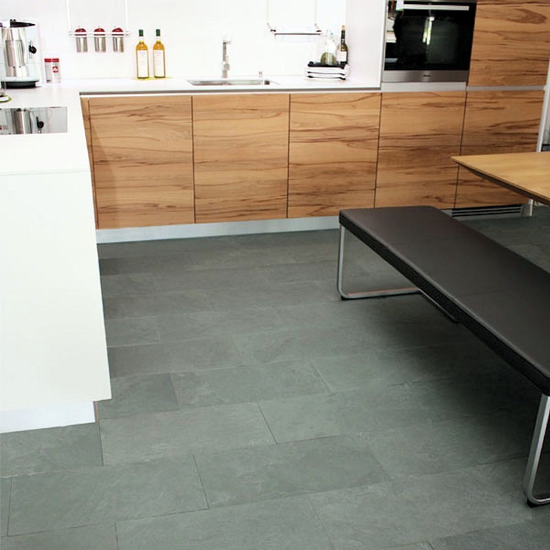 Bodenplatten, schiefer, green Küche grün grau